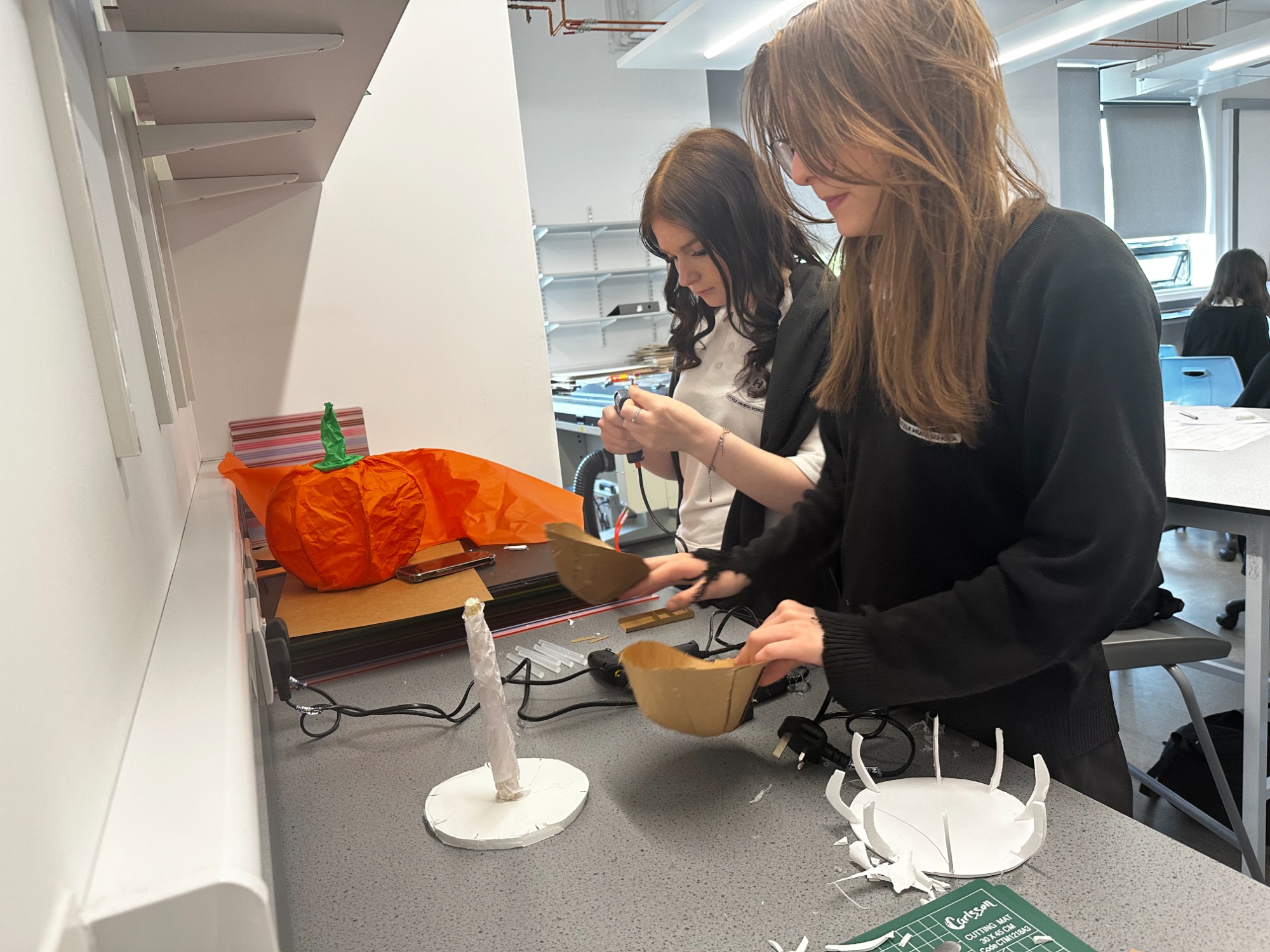 Year 10 Design students working on the prototype of the pods
