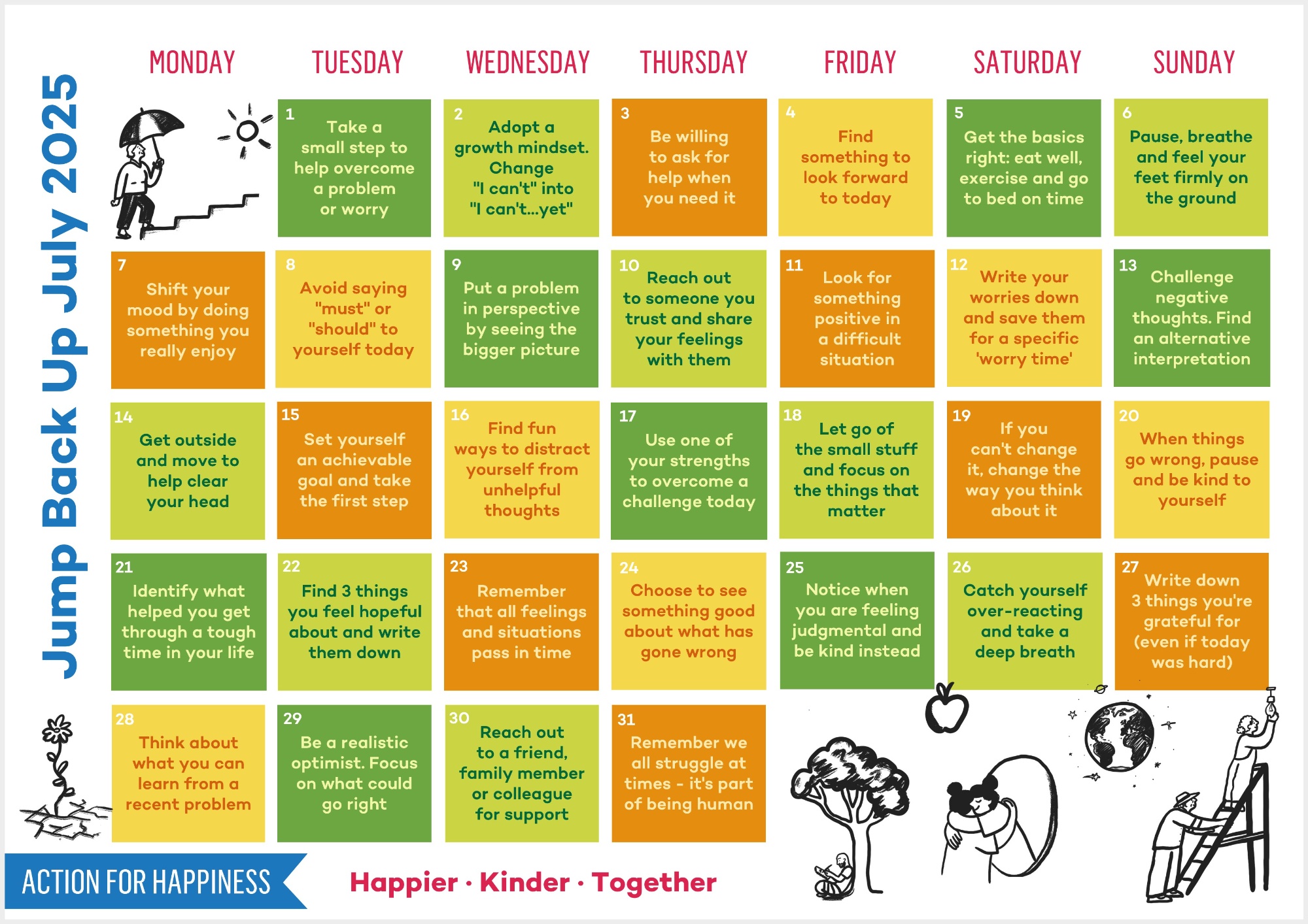 Jump Back Up July Calendar