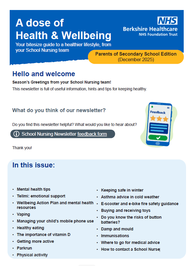 December Newsletter - School Nursing Team