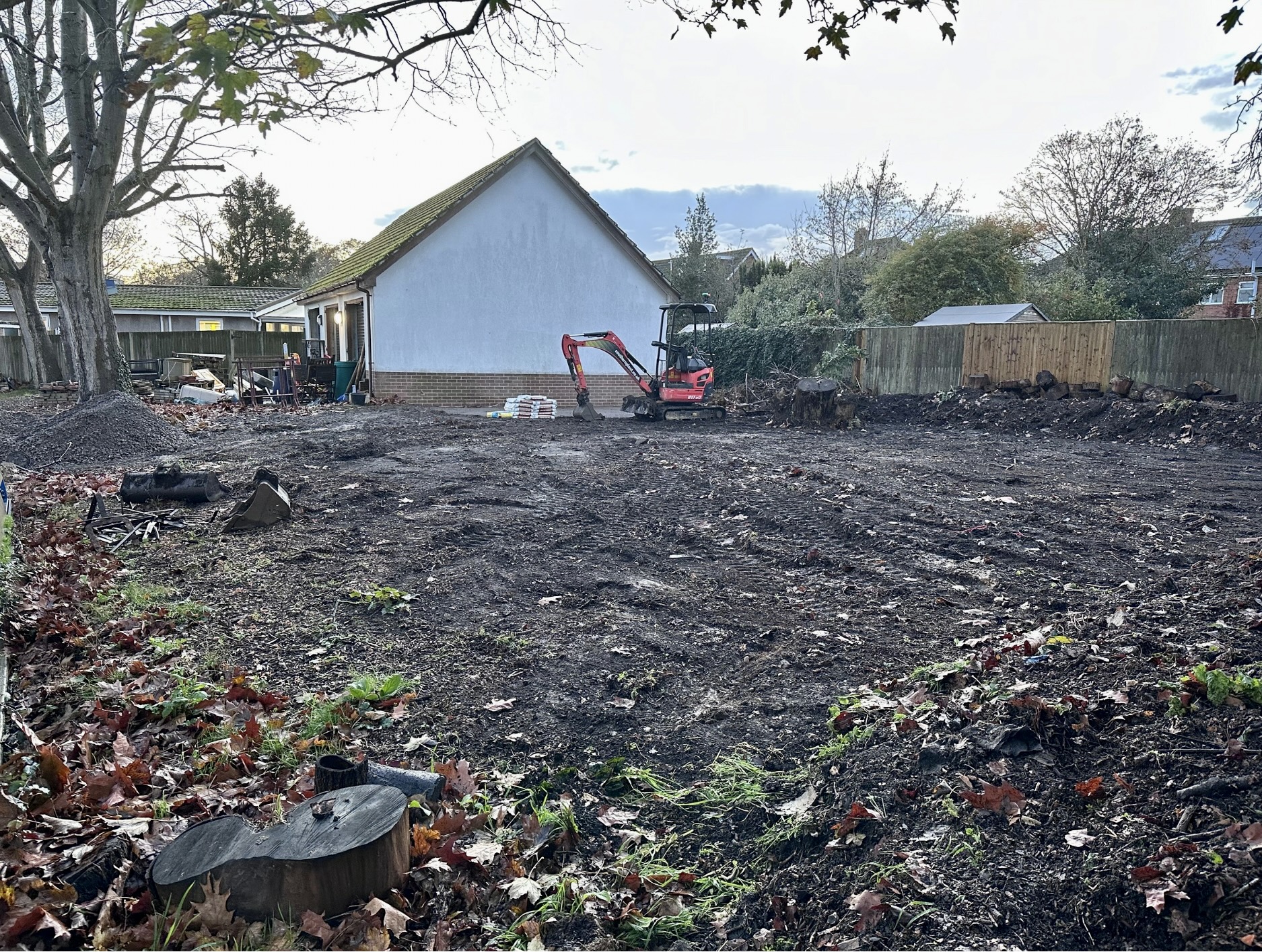The ground is cleared, ready for the path and outdoor shelter The ground is cleared, ready for the path and outdoor shelter