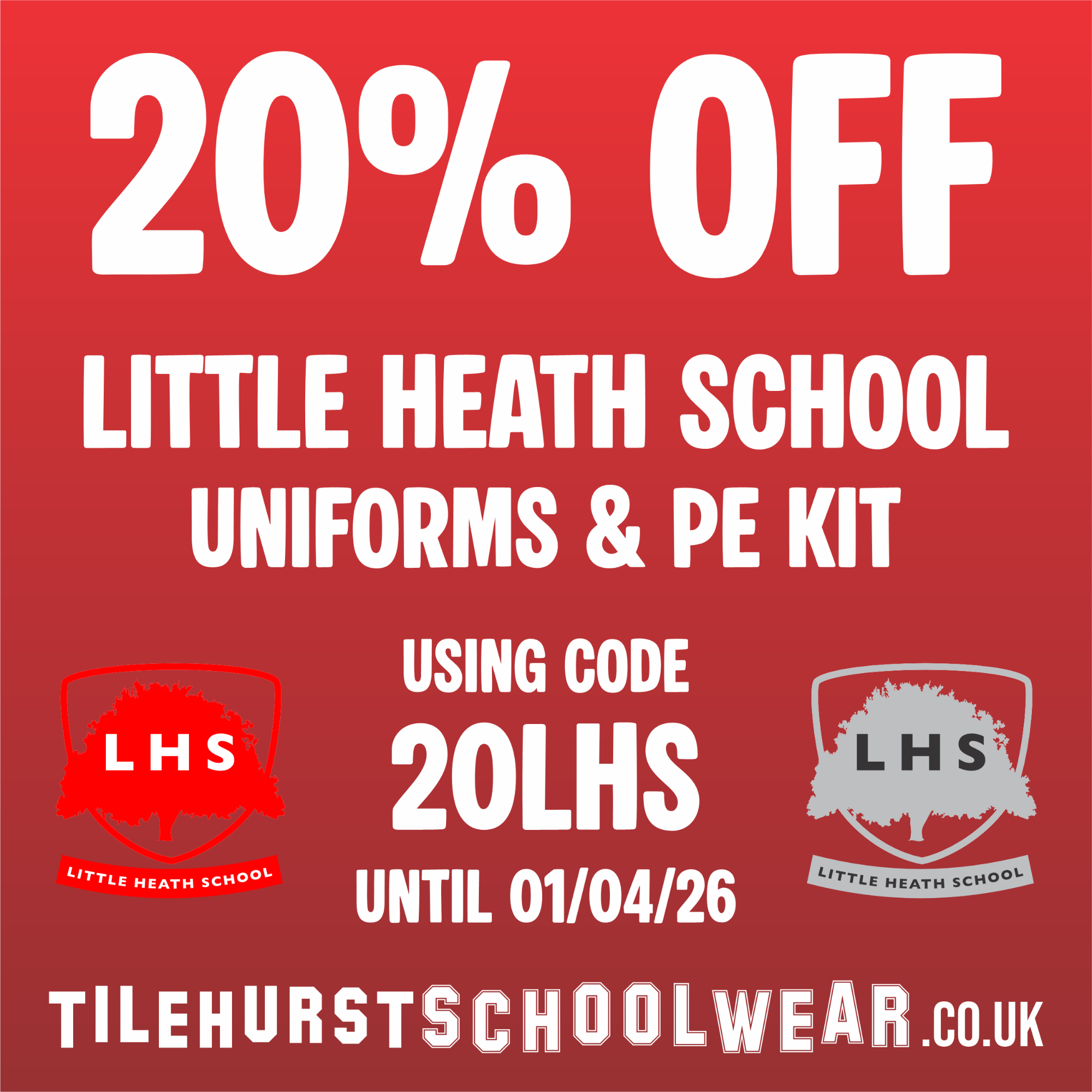 Tilehurst Schoolwear 20% Discount