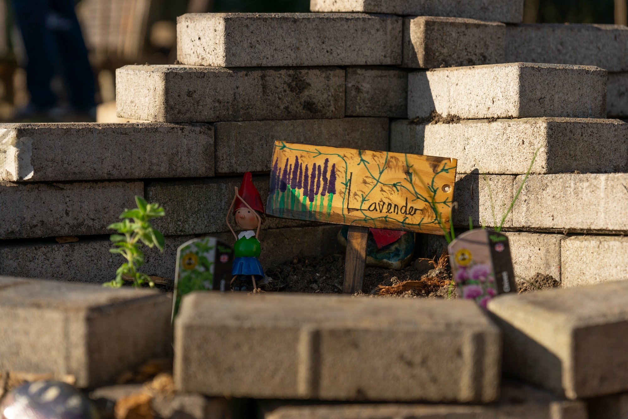 Sign in the herb planter