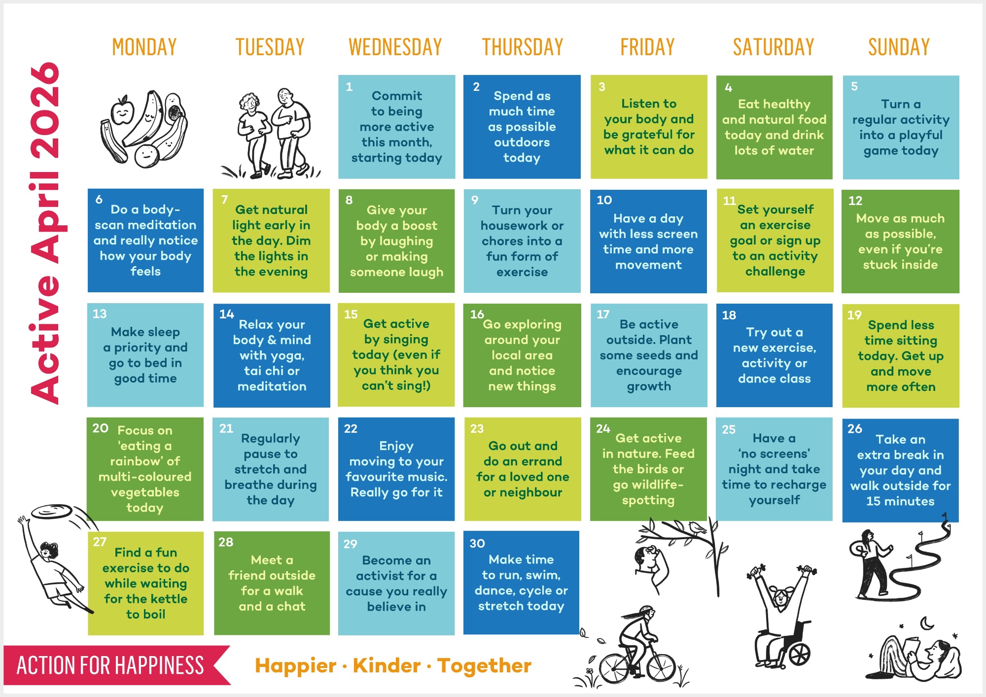 April wellbeing calendar - Active April