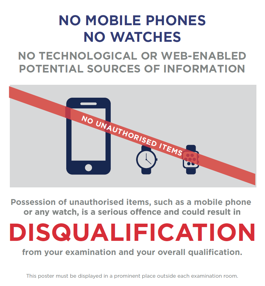 JCQ Unauthorised items poster 2025 JCQ Unauthorised items poster 2025