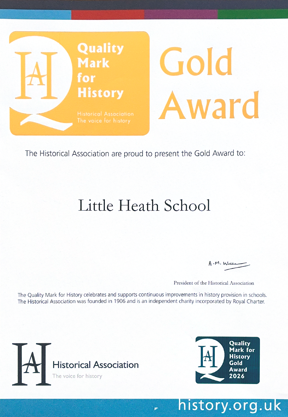 History Gold Standard Award History Gold Standard Award