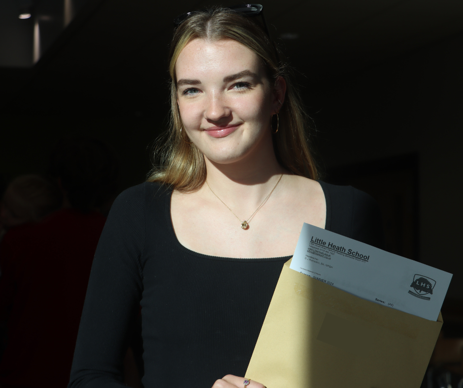 Student posing with their A Level Results