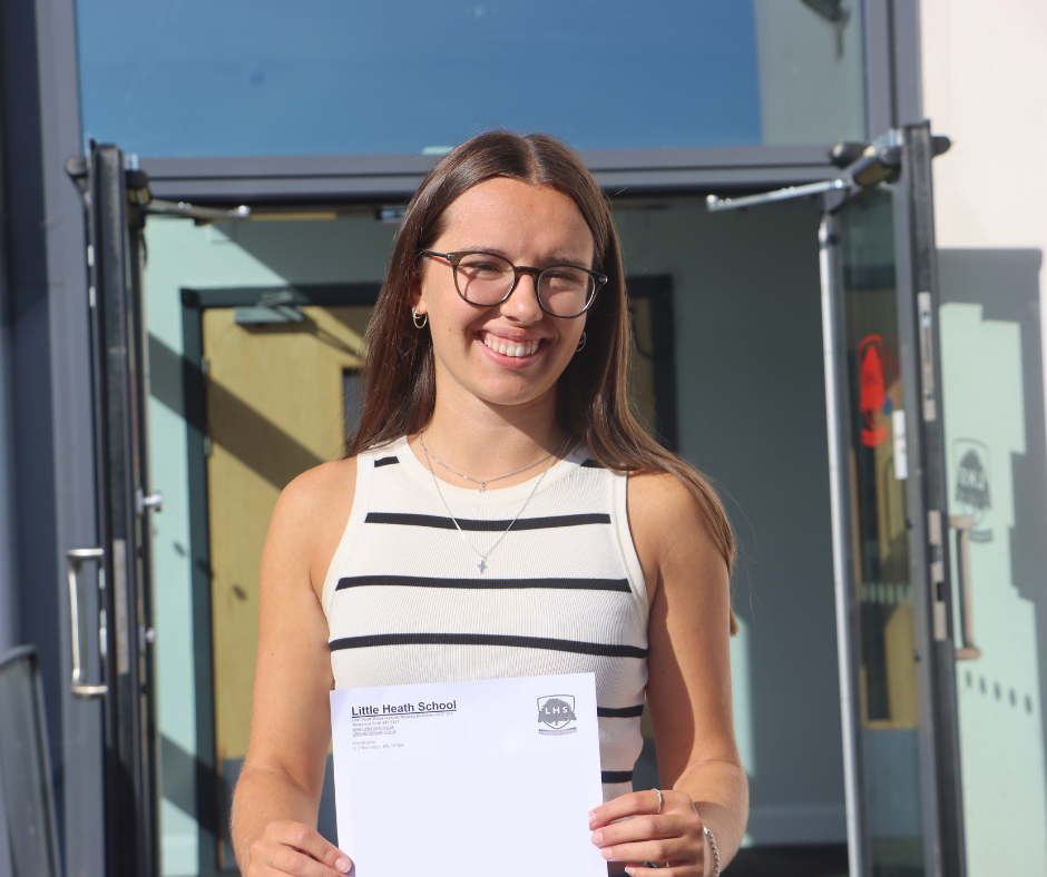 Student posing with their A Level Results