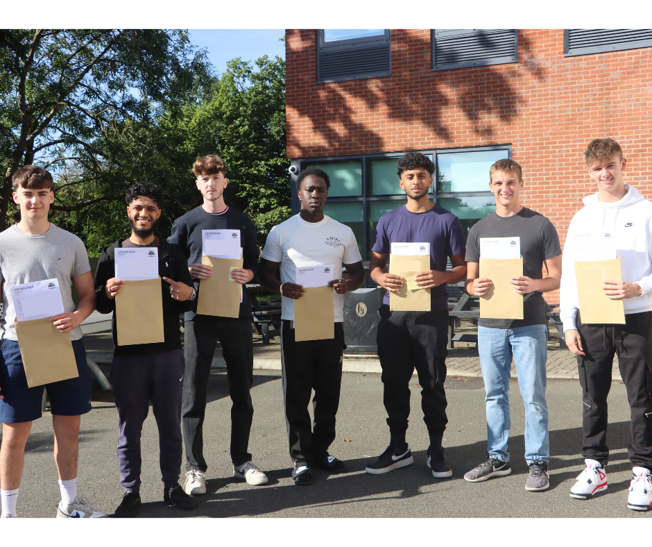 Students posing with their A Level Results