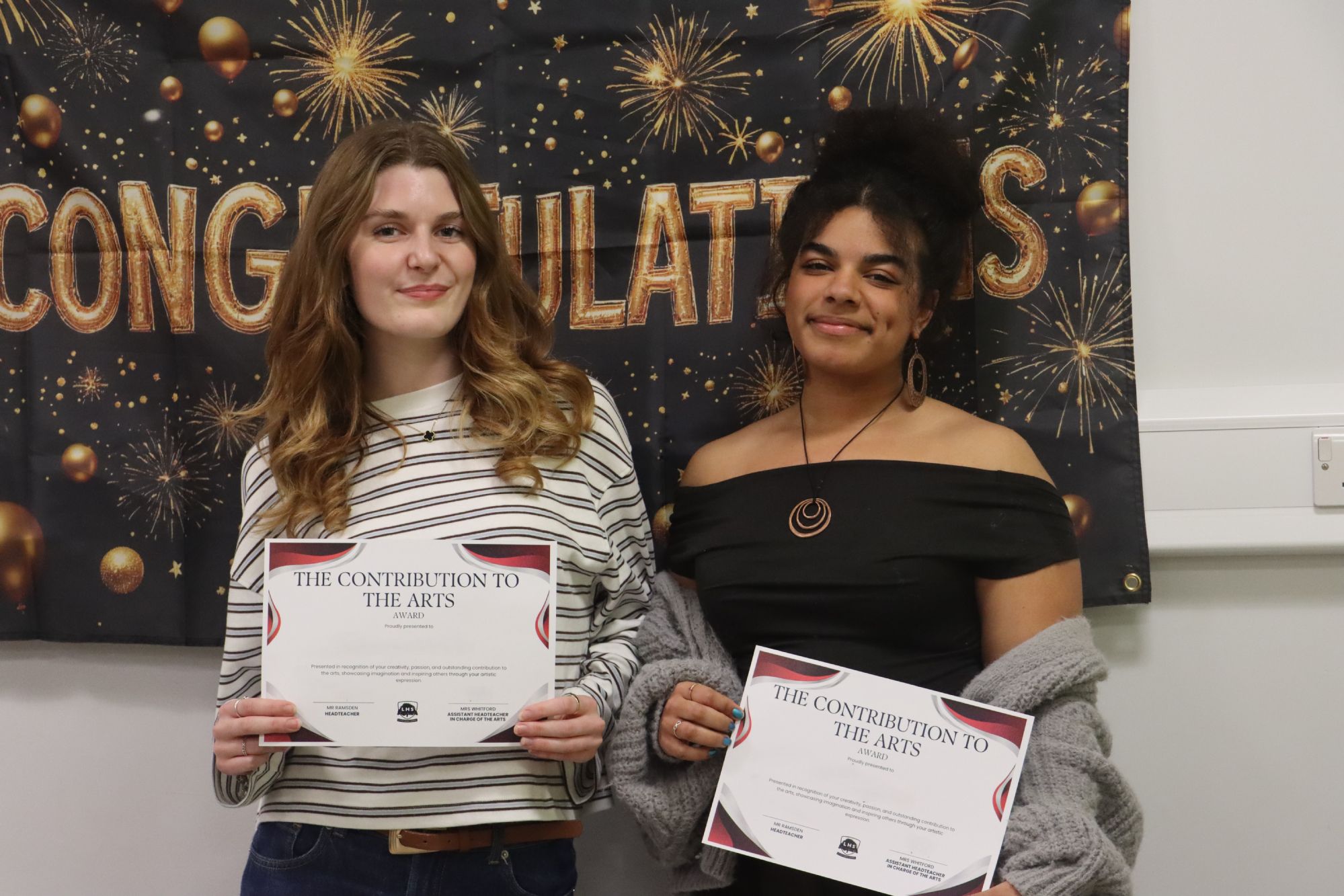 Former Y13 students receive their awards Former Y13 students receive their awards